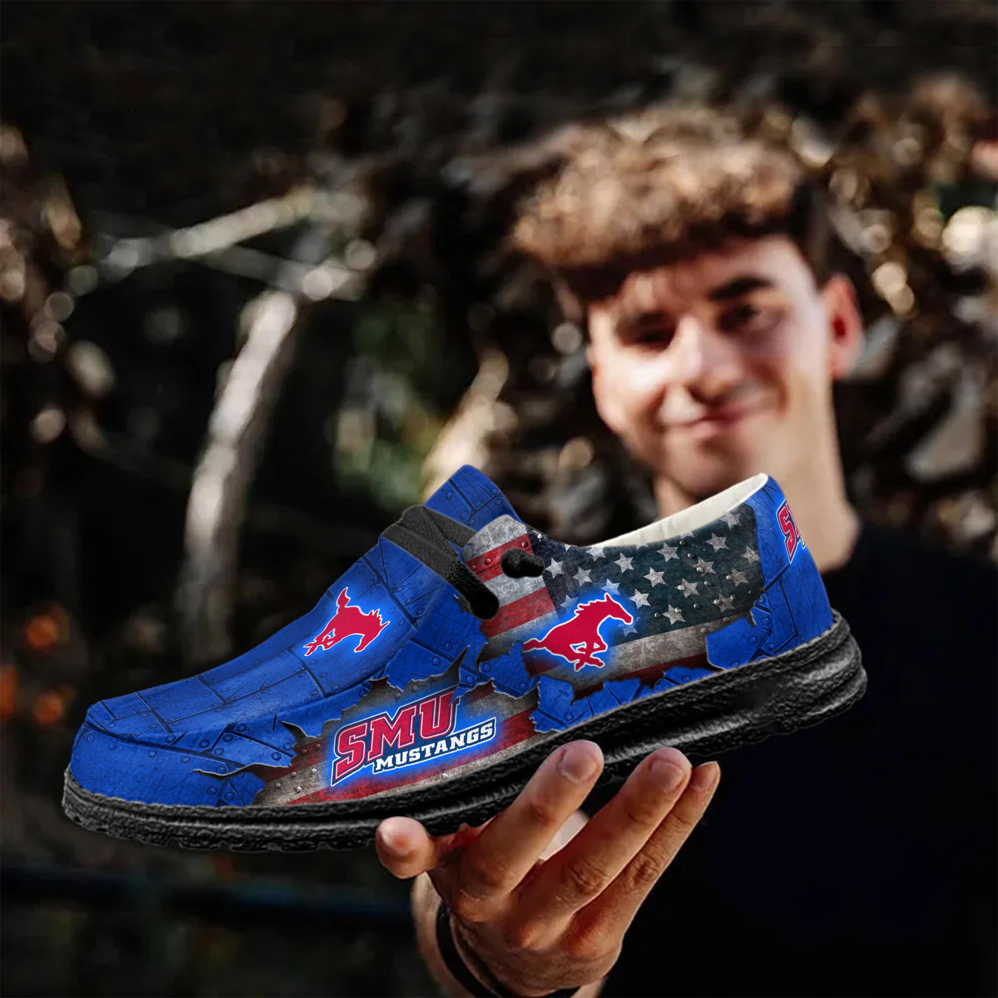 SMU Mustangs personalisierte H-D-Sportschuhe – individuelles Namensdesign