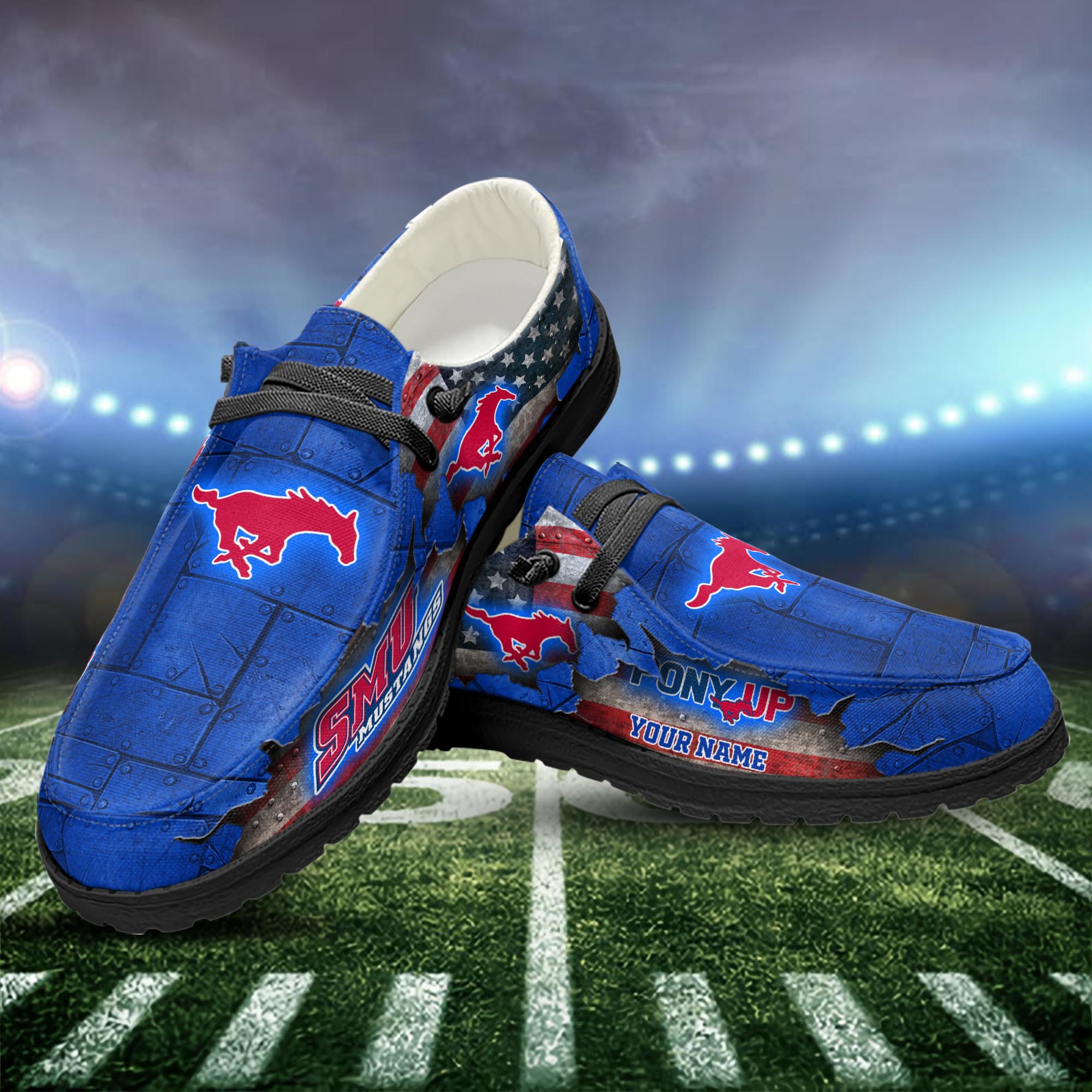 SMU Mustangs personalisierte H-D-Sportschuhe – individuelles Namensdesign