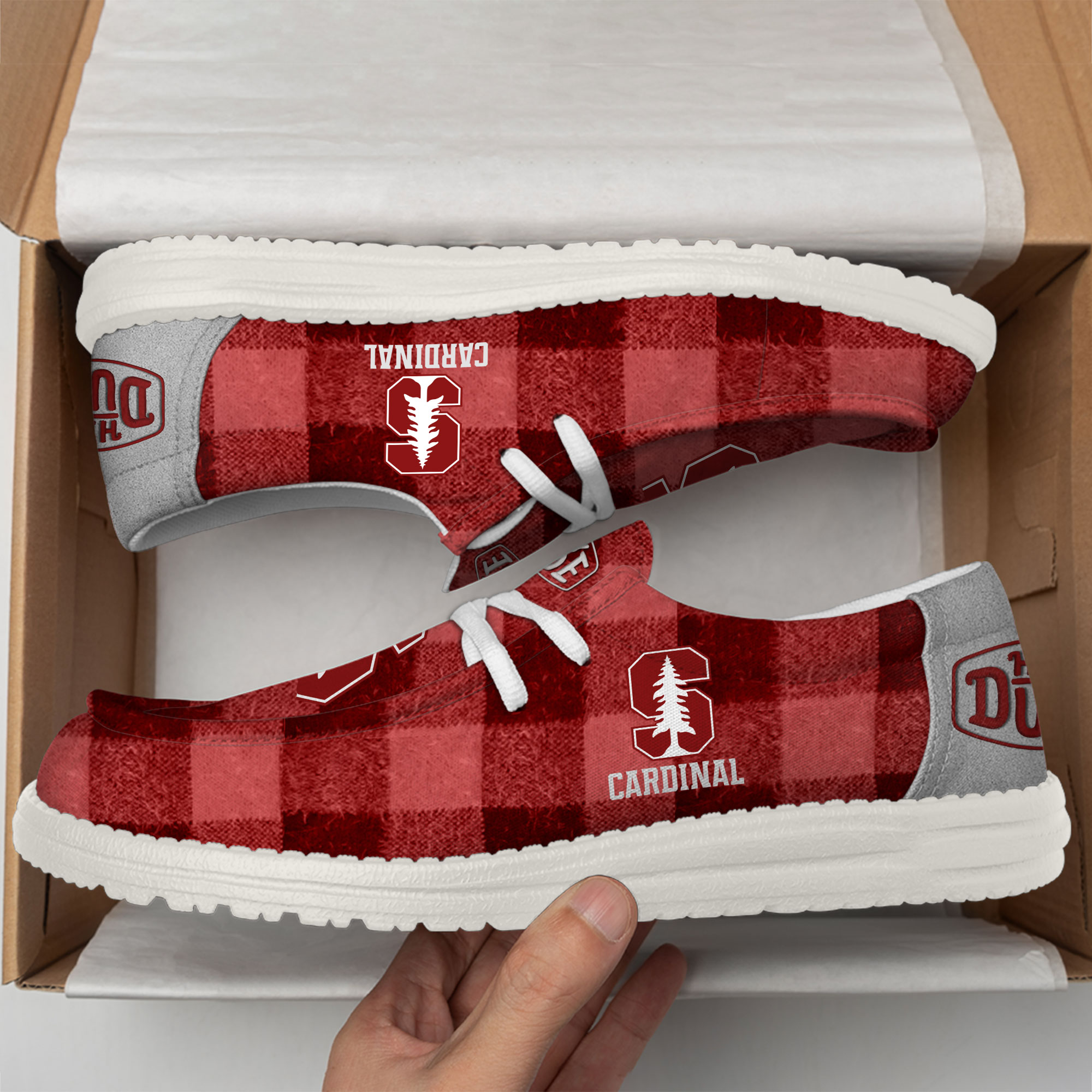 Stanford Cardinal personalisierte Hey Dude Sportschuhe – individuelles Namensdesign, perfektes Geschenk für Fans