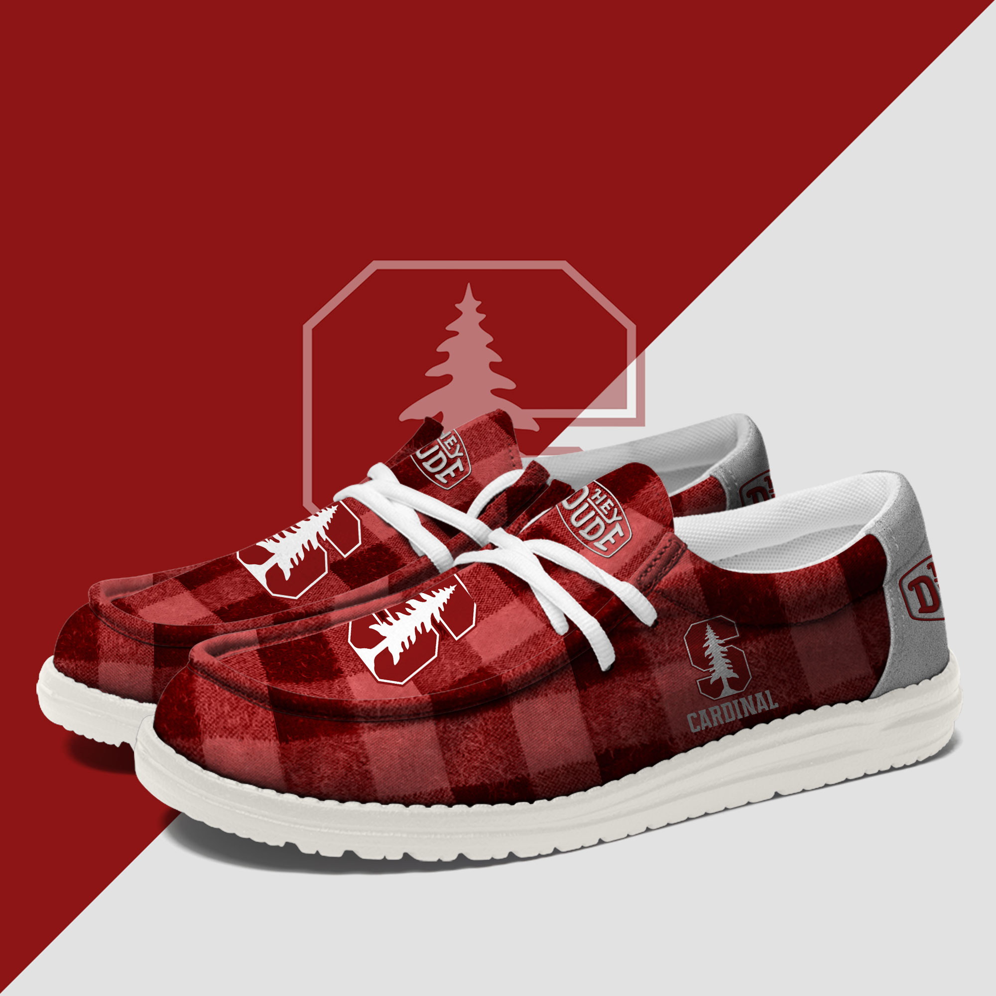 Stanford Cardinal personalisierte Hey Dude Sportschuhe – individuelles Namensdesign, perfektes Geschenk für Fans