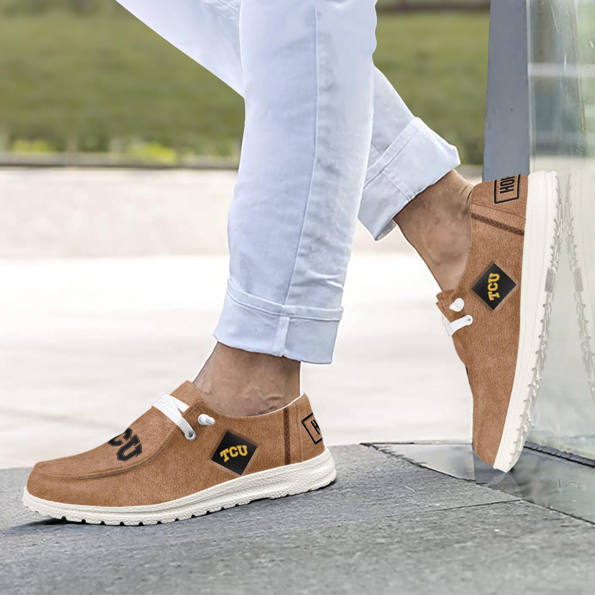 TCU Horned Frogs Salute To Service personalisierte H-D-Sportschuhe – individuelles Namensdesign