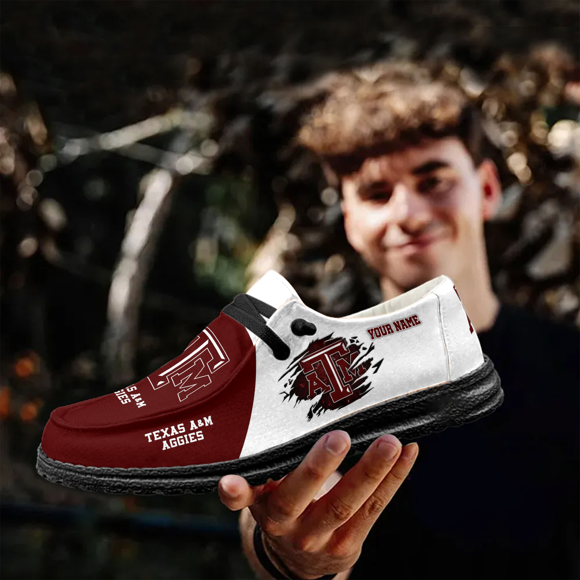 Texas A&M Aggies personalisierte H-D-Sportschuhe – individuelles Namensdesign