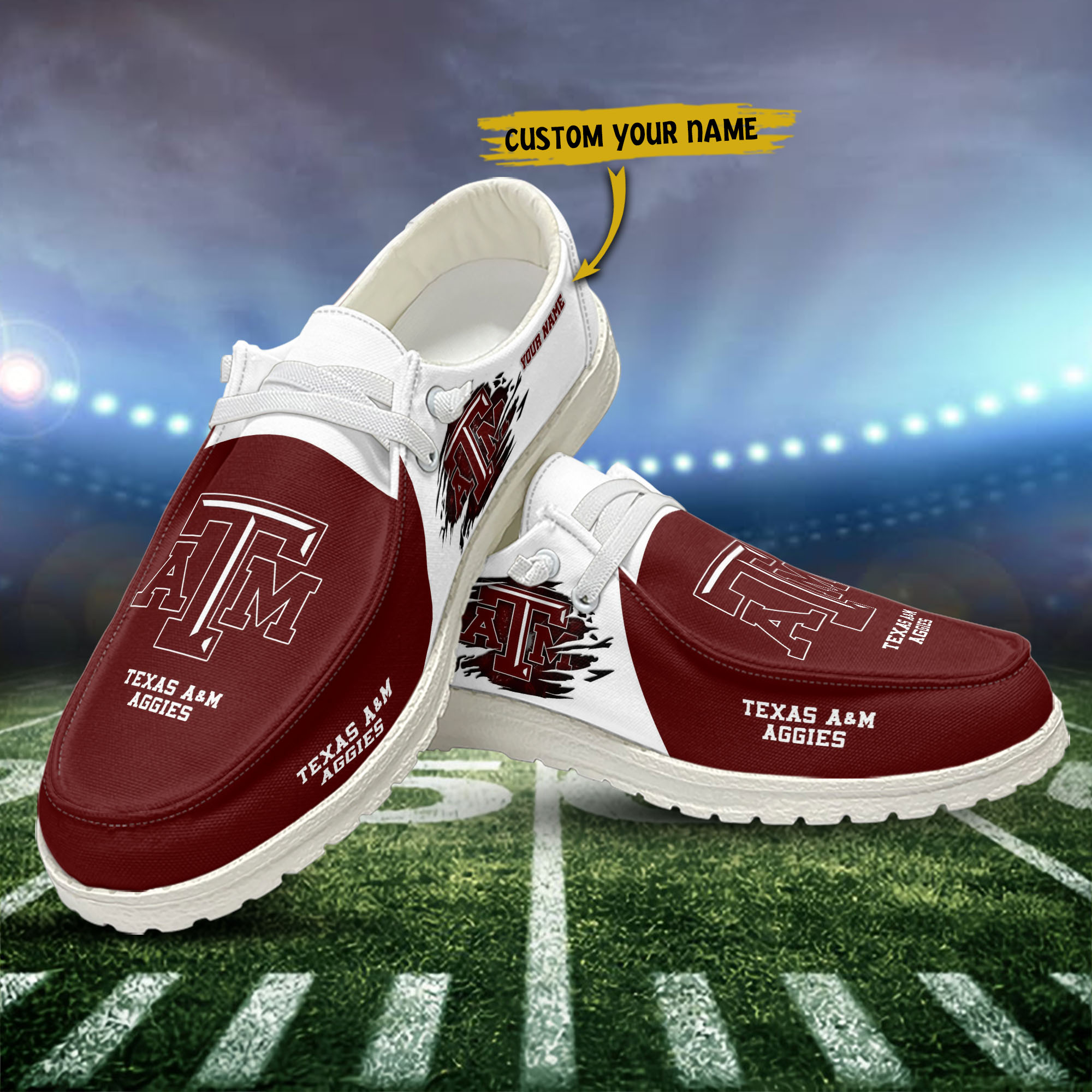 Texas A&M Aggies personalisierte H-D-Sportschuhe – individuelles Namensdesign