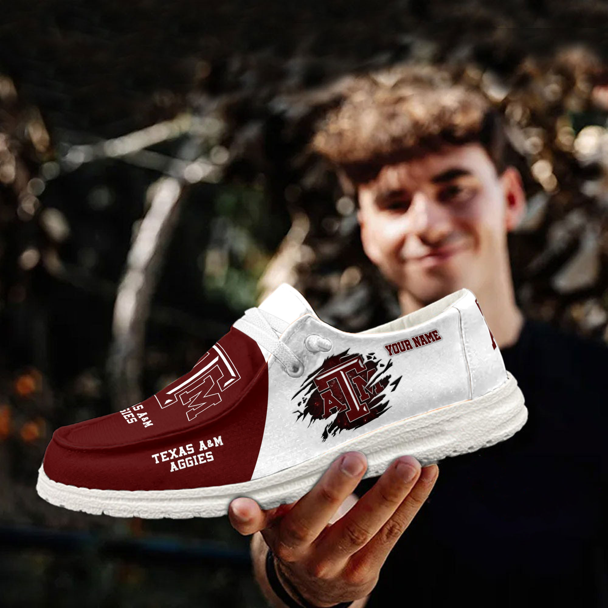 Texas A&M Aggies personalisierte H-D-Sportschuhe – individuelles Namensdesign