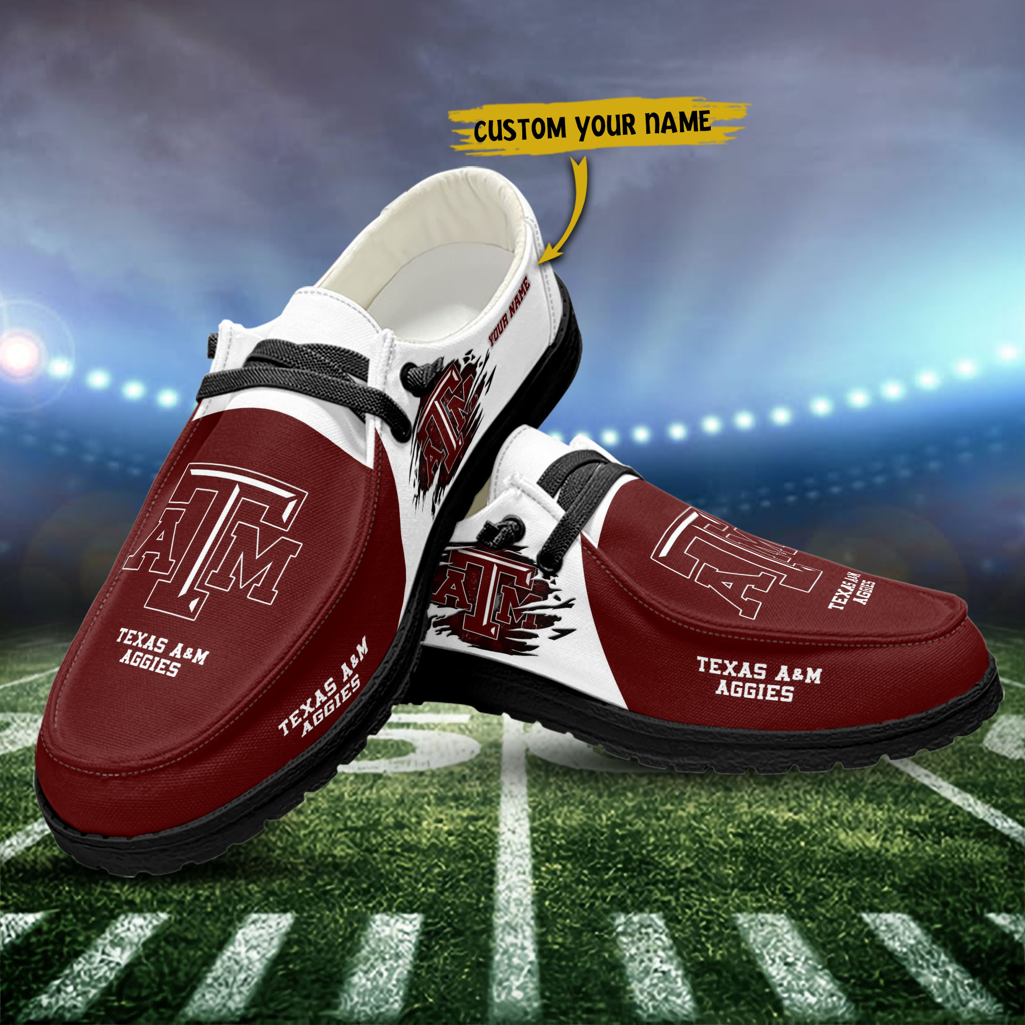 Texas A&M Aggies personalisierte H-D-Sportschuhe – individuelles Namensdesign