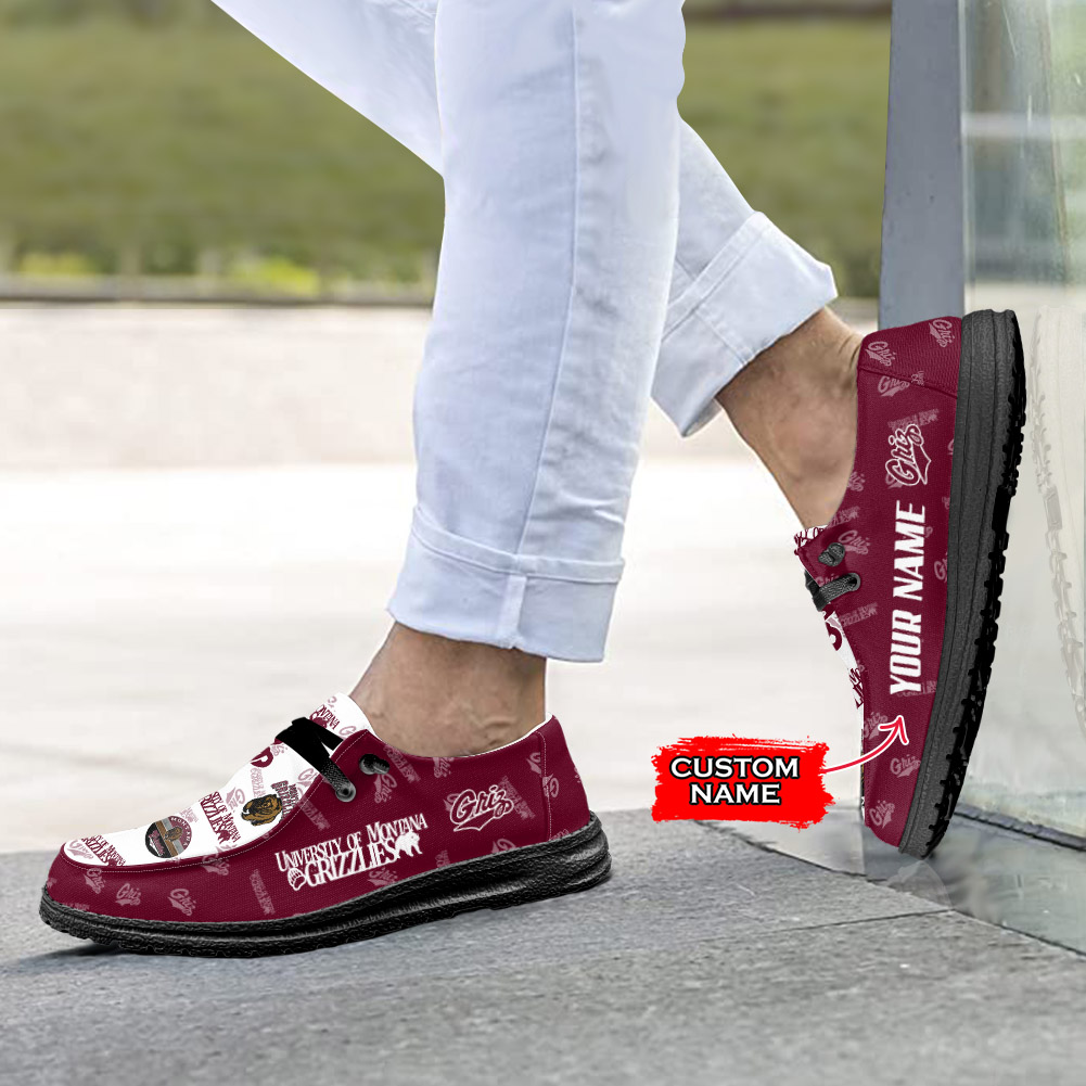 U of Montana Grizzlies personalisierte H-D-Sportschuhe – individuelles Namensdesign