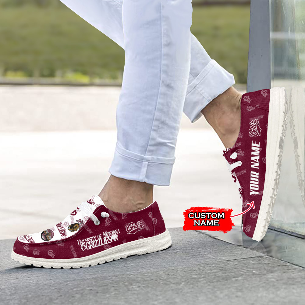 U of Montana Grizzlies personalisierte H-D-Sportschuhe – individuelles Namensdesign