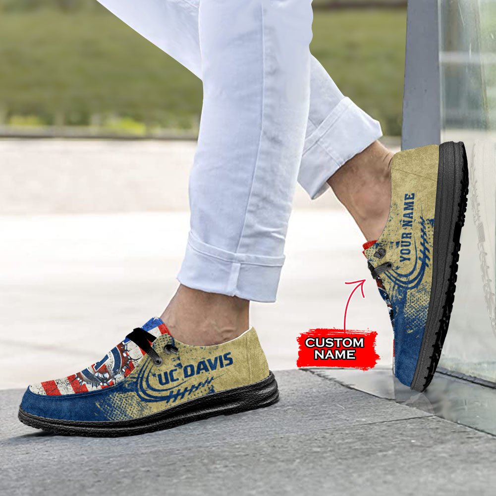 UC Davis Aggies Football H-D Shoes Wally Herren-Schnür-Loafer für Damen und Herren