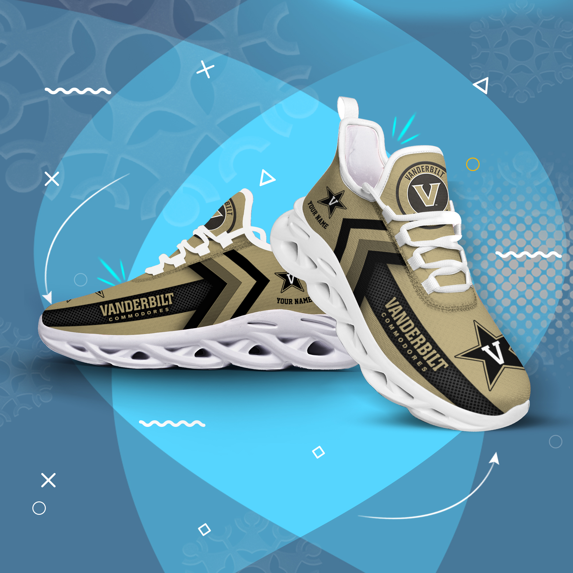 Vanderbilt Commodores personalisierter individueller Name MAX SHOES DS003