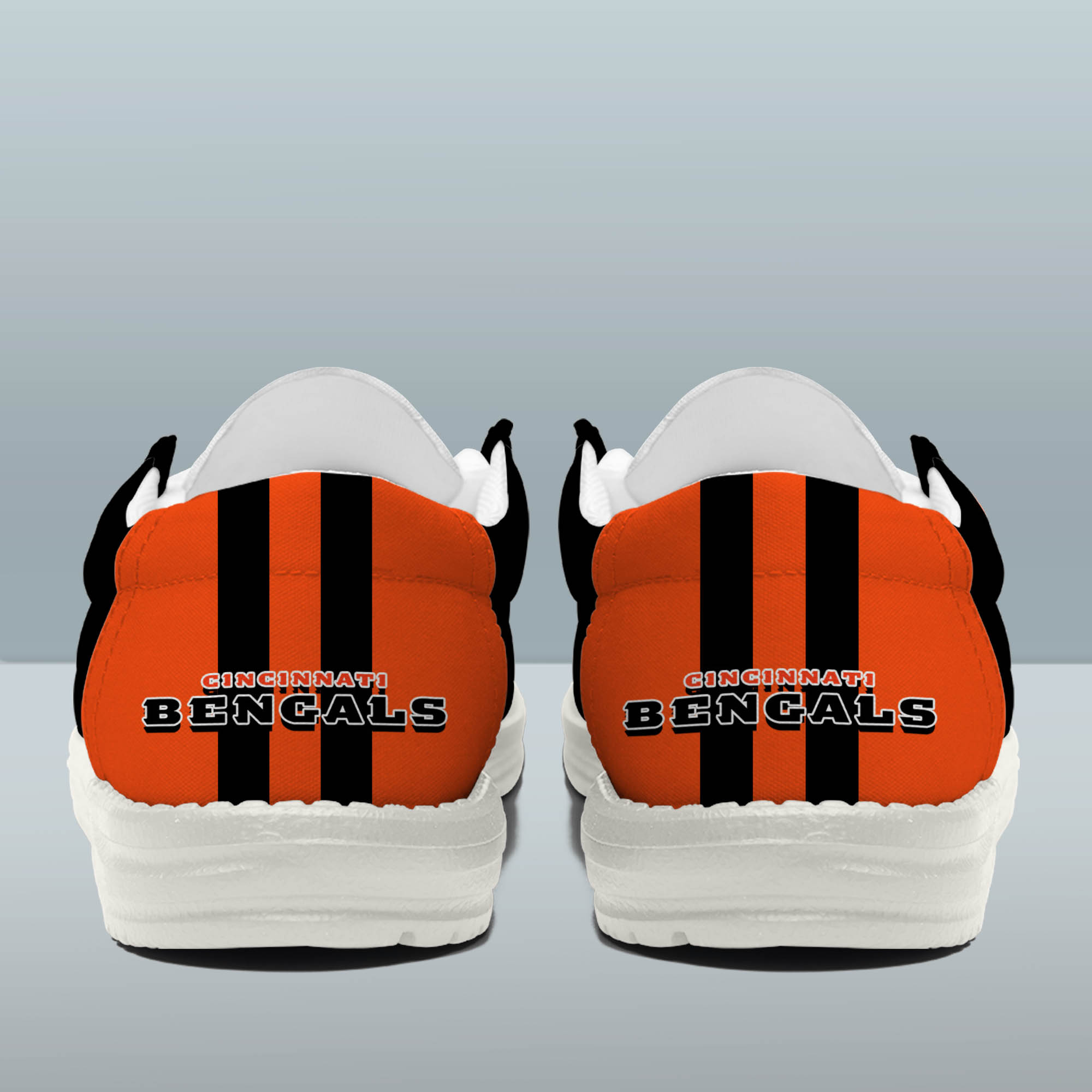 Weiße Canvas-Loafer-Schuhe des Cincinnati Bengals-Teams personalisieren Ihren Namen