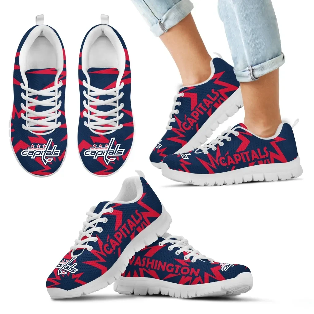 Zig Zag Circle Dizzy Excellent Nice Logo Washington Capitals Sneakers